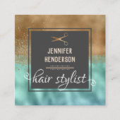Eleganter Gold Hair Stylist Square Quadratische Visitenkarte (Vorderseite)