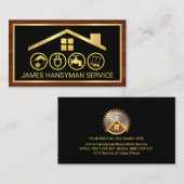 Eleganter Gold Handyman-Werkzeugrahmen auf Holzpla Visitenkarte (Vorne/Hinten)