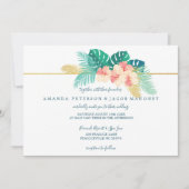 Eleganter Gold Hawaiian Hibiskus Hochzeitseinladun Einladung (Vorderseite)