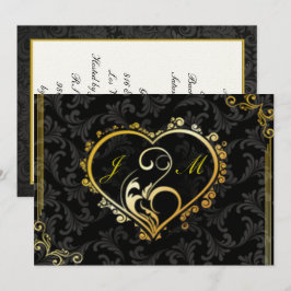 Eleganter Gold Heart Monogram Junggeselinnen-Absch Einladung