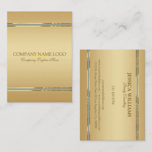 Eleganter Gold Hintergrund, Glitzer Akzente 2 Visitenkarte (Vorne/Hinten)