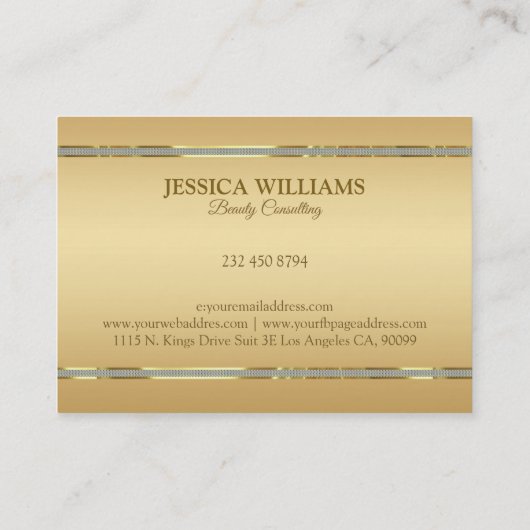 Eleganter Gold Hintergrund, Glitzer Akzente 2 Visitenkarte (Rückseite)