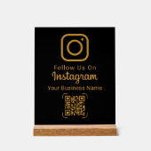 Eleganter Gold Instagram Geschäft QR-Code Acrylschild (Vorderseite)