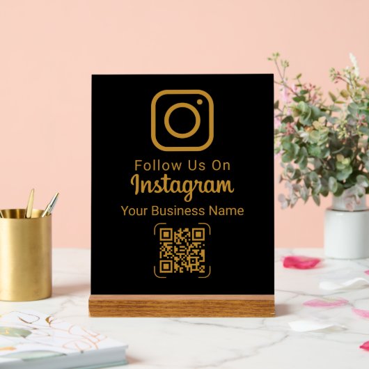 Eleganter Gold Instagram Geschäft QR-Code Acrylschild (Hochzeit)