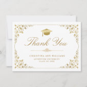 Eleganter Gold Ivy Script White Abschluss Dankeskarte (Vorderseite)