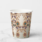 Eleganter Gold Jewel Blume Paper Cup Pappbecher (Rückseite)