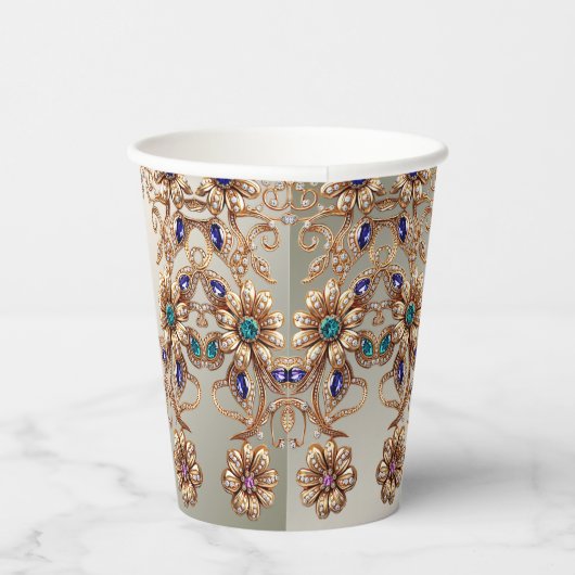 Eleganter Gold Jewel Blume Paper Cup Pappbecher (Rechts)