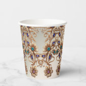 Eleganter Gold Jewel Blume Paper Cup Pappbecher (Vorderseite)