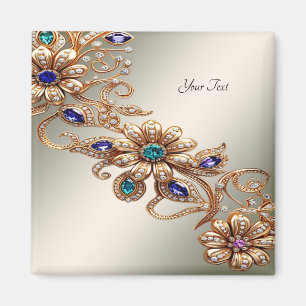 Eleganter Gold-Jewel-Flowers-Magnet Magnet