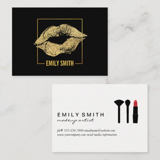 Eleganter Gold Kiss und Rahmen Visitenkarte (Vorne/Hinten)