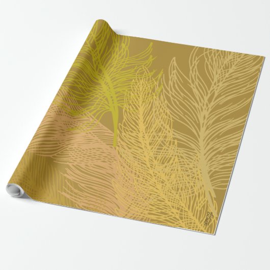 Eleganter Gold Leaf Olivenöl Hintergrund Geschenkpapier (Ungerollt)