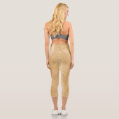Eleganter Gold Leaf Peach Hintergrund Capri Leggings (Rückseite)