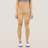 Eleganter Gold Leaf Peach Hintergrund Capri Leggings (Vorderseite)