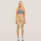 Eleganter Gold Leaf Peach Hintergrund Capri Leggings (Vorderseite)