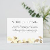 Eleganter Gold Leaf Wedding Details Empfang Begleitkarte (Stehend Vorderseite)