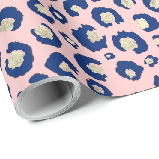 Eleganter Gold Leopard Print Blue Mint Gradient Pi Geschenkpapier (Rolleneckpunkt)