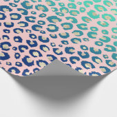 Eleganter Gold Leopard Print Blue Mint Gradient Pi Geschenkpapier (Ecke)
