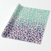 Eleganter Gold Leopard Print Blue Mint Gradient Pi Geschenkpapier (Ungerollt)