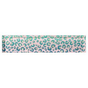 Eleganter Gold Leopard Print Blue Mint Gradient Pi Namensplakette