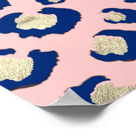 Eleganter Gold Leopard Print Blue Mint Gradient Pi Poster (Ecke)