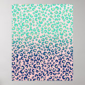 Eleganter Gold Leopard Print Blue Mint Gradient Pi Poster (Vorne)