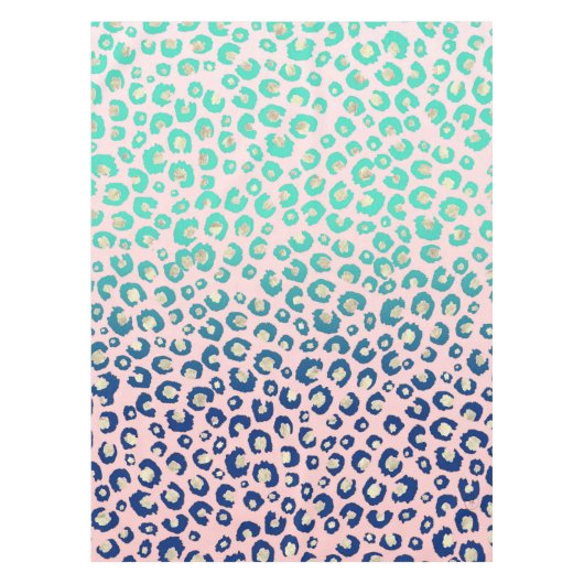 Eleganter Gold Leopard Print Blue Mint Gradient Pi Tischdecke (Vorderseite)