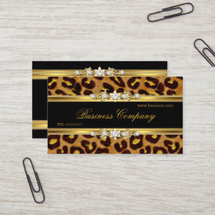 Eleganter Gold-Leopard Schwarz Tierdruck Visitenkarte