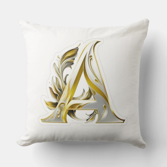 Eleganter Gold Letter A Luxuriöses Monogram Cushio Kissen (Vorderseite)