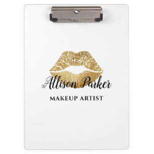 Eleganter Gold-Lippen-Makeup-Artist Klemmbrett