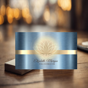 Eleganter Gold-, Lotusblauer Metallic-Yoga-Lehrer  Visitenkarte