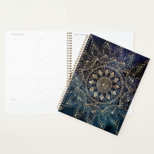 Eleganter Gold-Mandala Blaue Galaxie Planer