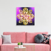 Eleganter Gold Mandala Glitzer Lila Gradient Leinwanddruck (Insitu (Wohnzimmer))