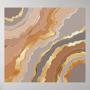 Eleganter Gold Marmor: Stilisierter Hintergrund. Poster