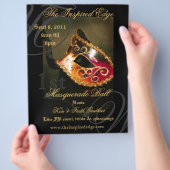 Eleganter Gold Masquerade Ball Party Event Flyer (Hand)