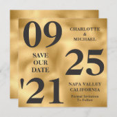 Eleganter Gold-Metallic-Shimmer Save the Date mode Einladung (Vorne/Hinten)
