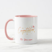 Eleganter Gold Minimal Abschluss School Rosa Name Tasse (Links)