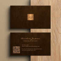 Eleganter Gold mit Monogramm, moderner QR-Code
