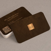 Eleganter Gold mit Monogramm, moderner QR-Code Visitenkarte