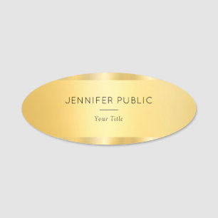 Eleganter Gold Moderner Glam Template Mitarbeiter Namensschild