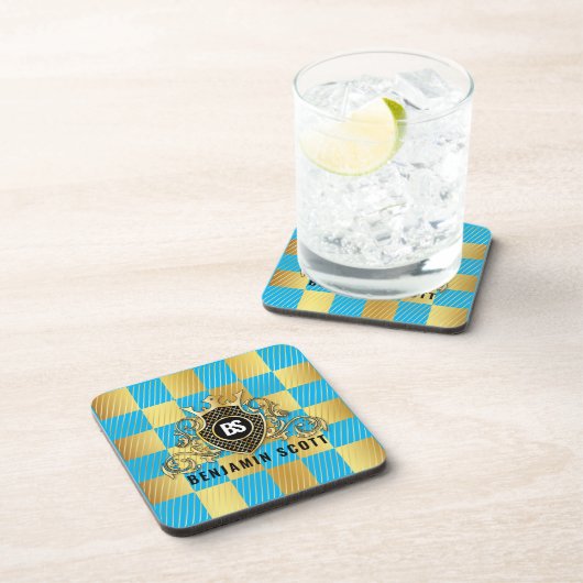 Eleganter Gold Monogram Design Untersetzer (Rechte Seite)