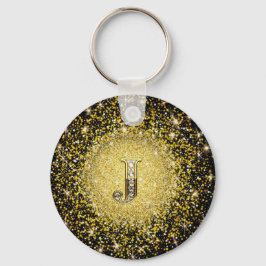 Eleganter Gold Monogram J Letter-Schlüsselanhänger Schlüsselanhänger