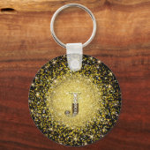 Eleganter Gold Monogram J Letter-Schlüsselanhänger Schlüsselanhänger (Rückseite)