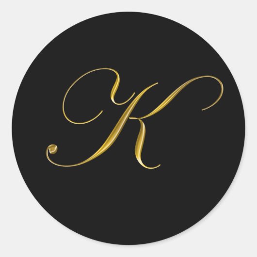 Eleganter Gold Monogram K-Umschlag Aufkleber (Vorderseite)