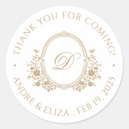 Eleganter Gold Monogram Wappen Classic Round Stick Runder Aufkleber