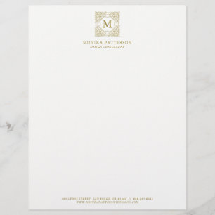 Eleganter Gold Monogram Zierrahmen Briefkopf
