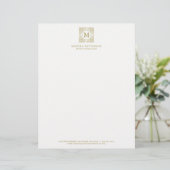 Eleganter Gold Monogram Zierrahmen Briefkopf (Stehend Vorderseite)