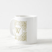 Eleganter Gold Monogram Zierrahmen Kaffeetasse (Vorderseite Links)