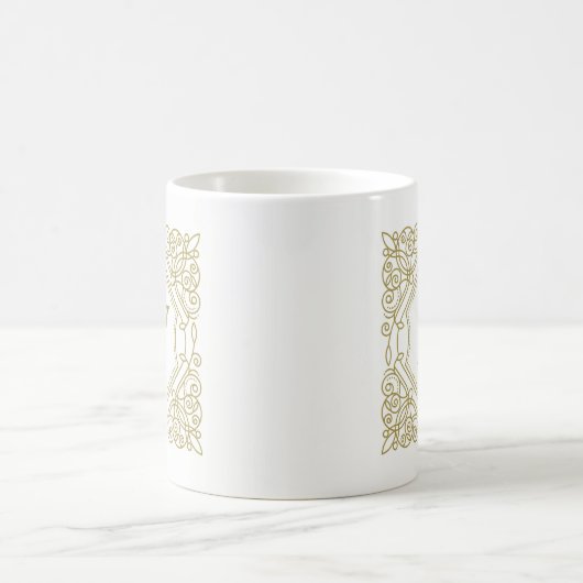 Eleganter Gold Monogram Zierrahmen Kaffeetasse (Mittel)