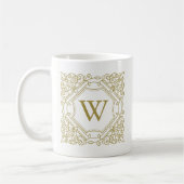 Eleganter Gold Monogram Zierrahmen Kaffeetasse (Links)