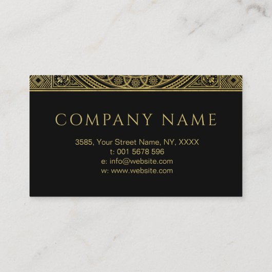 Eleganter Gold Monogramm-Rahmen Visitenkarte (Rückseite)